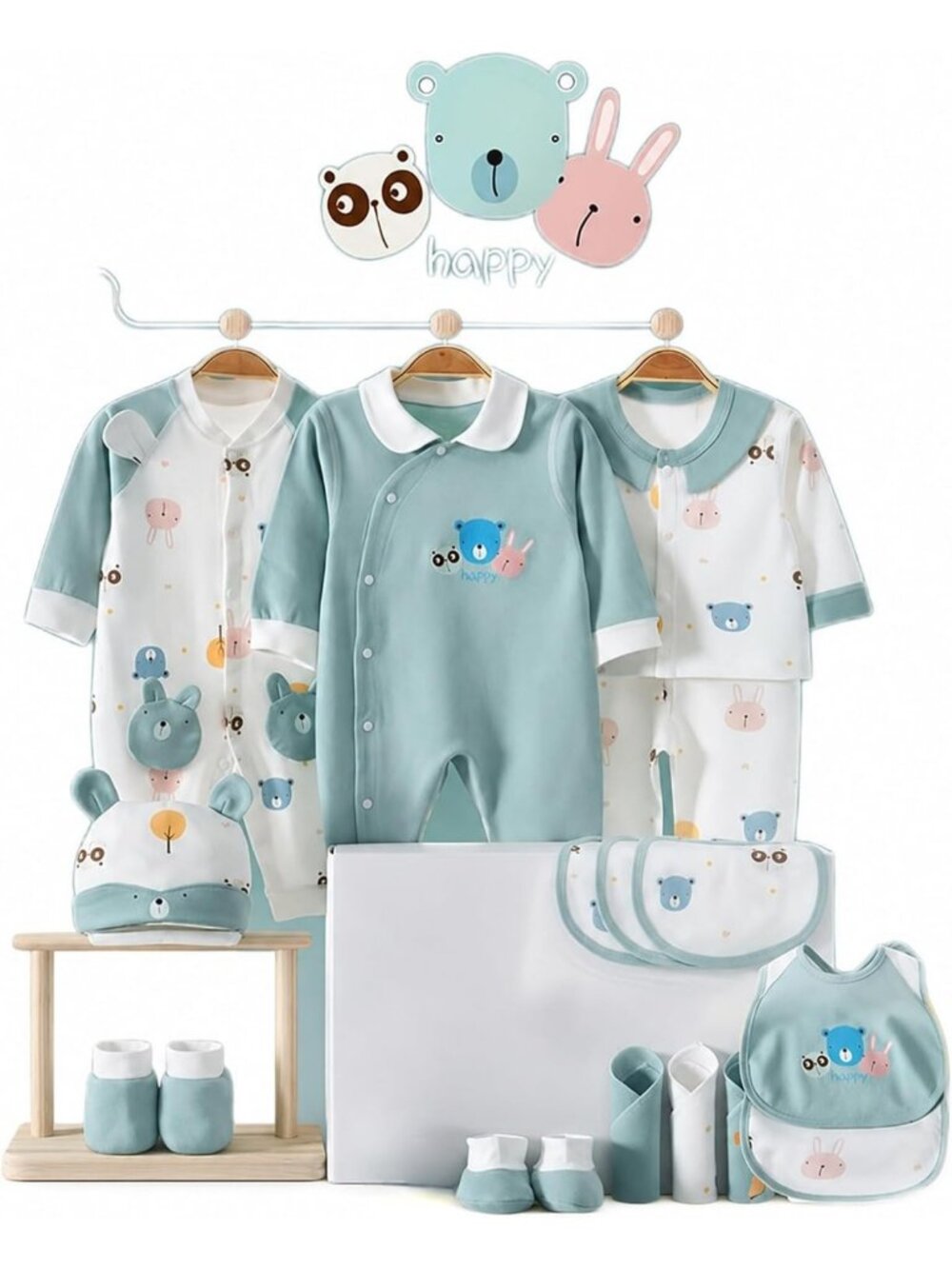 26-Piece Newborn Baby Boy Clothes Set - Soft Cotton Layette, 5 Outfits